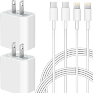 iPhone Super Fast Charger[Apple MFi Certified] 20W USB C Wall Charger with 6FT Fast Charging Parallel Cables Compatible with iPhone 14/14Pro Max/iPhone 13/13Pro/12/12 Pro/11/11Pro, iPad