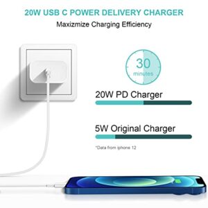 iPhone Super Fast Charger[Apple MFi Certified] 20W USB C Wall Charger with 6FT Fast Charging Parallel Cables Compatible with iPhone 14/14Pro Max/iPhone 13/13Pro/12/12 Pro/11/11Pro, iPad