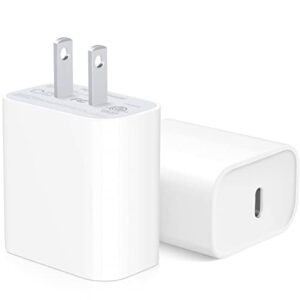 【apple mfi certified】iphone fast charger block [2 pack] usb c wall charger pd adapter for iphone 14/14 pro/14 pro max/14 plus/13/12/11/xs max/xr/x/se, ipad pro/mini, samsung galaxy, google pixel 7/6/5