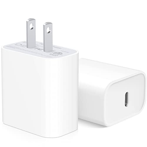 【Apple MFi Certified】iPhone Fast Charger Block [2 Pack] USB C Wall Charger PD Adapter for iPhone 14/14 Pro/14 Pro Max/14 Plus/13/12/11/Xs Max/XR/X/SE, iPad Pro/Mini, Samsung Galaxy, Google Pixel 7/6/5