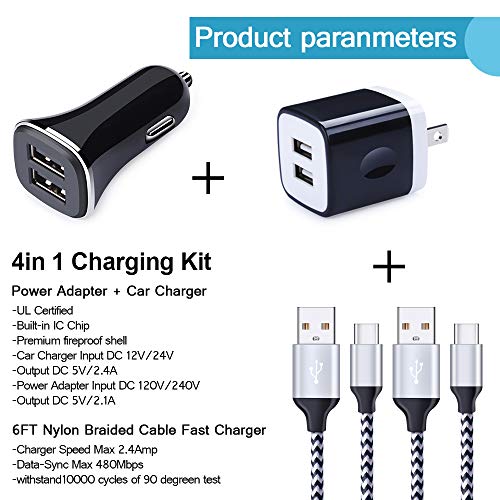 Fast Charger Type C Car Charger for Samsung Galaxy S22 Ultra /S22 +/S21/S20 fe /S20 A13 5G, A21, A12,A42,A52, A32, A11,Note 22/20, Dual Port Car Charger Adapter Wall Charging Block and Cable Cord