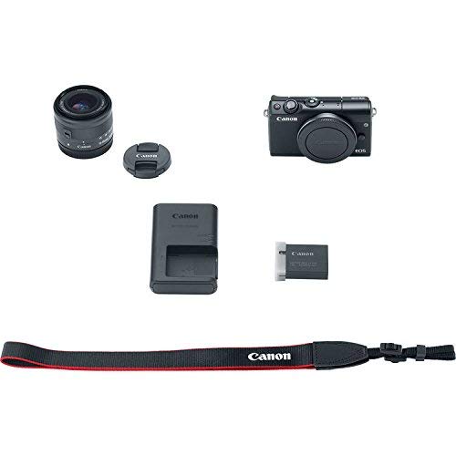 Canon EOS M100 Mirrorless Digital Camera with 15-45mm Lens (Black) + 5 Photo/Video Editing Software Package & Accessory Kit (Renewed)