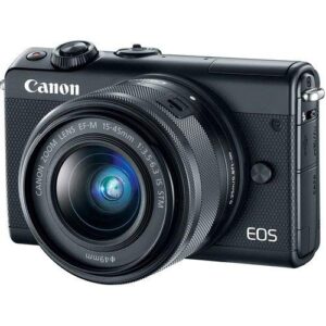 Canon EOS M100 Mirrorless Digital Camera with 15-45mm Lens (Black) + 5 Photo/Video Editing Software Package & Accessory Kit (Renewed)