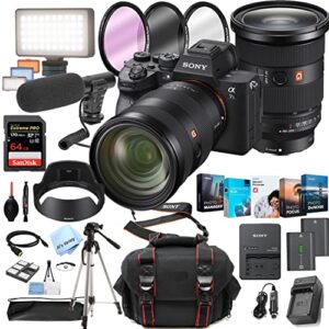 sony a7s iii mirrorless camera with 24-70mm f/2.8 lens + led always on light + 64gb extreem speed memory, filters, case, tripod + more (38pc bundle kit)