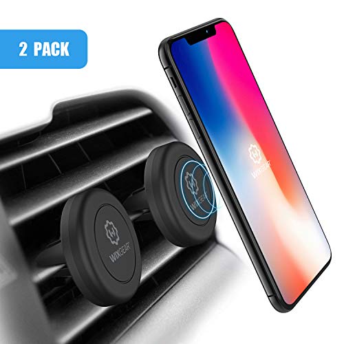 WixGear Magnetic Phone Holder for Car, [2 Pack] Universal Air Vent Magnetic Phone Mount for Car, Phone Mount for Car for Cell Phones and Mini Tablets with 4 Metal Plates