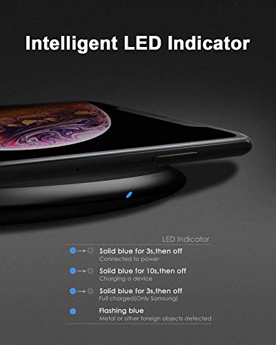 NANAMI Fast Wireless Charger, Qi-Certified 15W Max Wireless Charging Pad, Compatible with iPhone 14/13/13 Pro Max/12/SE/11/XS/XR/X/8, Samsung Galaxy S23/S22/S21/S20/S10/S9/Note 20/10/9/8 & Airpods Pro