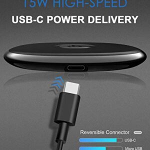 NANAMI Fast Wireless Charger, Qi-Certified 15W Max Wireless Charging Pad, Compatible with iPhone 14/13/13 Pro Max/12/SE/11/XS/XR/X/8, Samsung Galaxy S23/S22/S21/S20/S10/S9/Note 20/10/9/8 & Airpods Pro