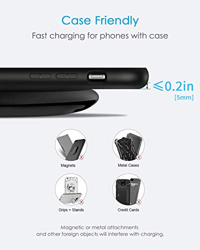 NANAMI Fast Wireless Charger, Qi-Certified 15W Max Wireless Charging Pad, Compatible with iPhone 14/13/13 Pro Max/12/SE/11/XS/XR/X/8, Samsung Galaxy S23/S22/S21/S20/S10/S9/Note 20/10/9/8 & Airpods Pro