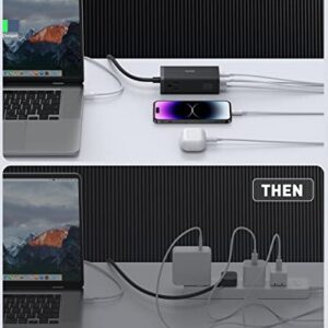 Baseus USB C Charger - PowerCombo On 100W Power Strip with 4 USB Ports & 2 Outlet Extender - USB Charging Station for MacBook Pro/Laptops/iPhone/Samsung/iPad Fast Charging