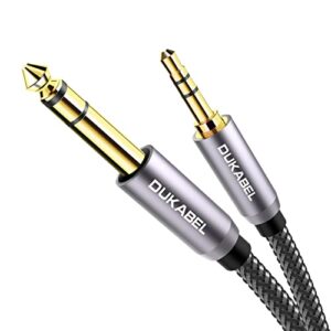 3.5 to 1/4’’ stereo audio cable, dukabel 3.5mm trs male to 1/4 inch trs male headphone cord for speaker, amp, guitar, home theater devices and more.(4ft/1.2meter)