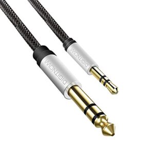6.35mm 1/4″ to 3.5mm 1/8″ male trs stereo audio cable with alloy housing and nylon braid for smartphone, pc, home theater, amplifier and mixing console, 3.3ft