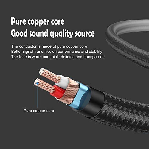 6.35mm 1/4" to 3.5mm 1/8" Male TRS Stereo Audio Cable with Alloy Housing and Nylon Braid for Smartphone, PC, Home Theater, Amplifier and Mixing Console, 3.3Ft