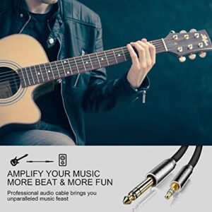 6.35mm 1/4" to 3.5mm 1/8" Male TRS Stereo Audio Cable with Alloy Housing and Nylon Braid for Smartphone, PC, Home Theater, Amplifier and Mixing Console, 3.3Ft