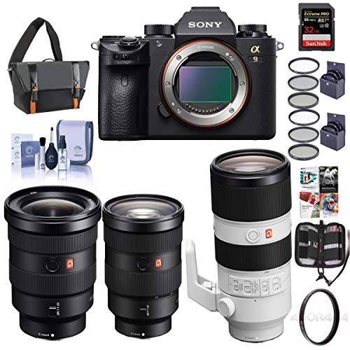 Sony Alpha a9 Mirrorless Digital Camera, Full Frame - Bundle with FE 24-70mm f/2.8 GM (G Master) Lens, FE 16-35mm f/2.8 GM, FE 70-200mm f/2.8 GM OSS, and Accessory Bundle