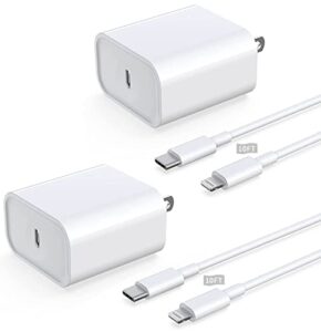 iphone fast charger, [apple mfi certified] 2 pack 20w usb c power delivery wall charger block with 10ft extra long type c to lightning fast charging data sync cable for iphone 14 13 12 11 xs xr x ipad