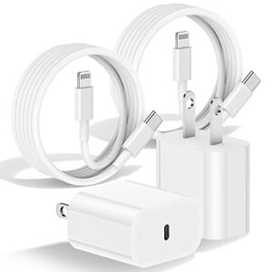 2pack iphone fast charger – apple mfi certified – 20w usb c wall charger with 6ft type c to lightning cable for iphone 13 12 11 14 pro xr xs max x 8 plus ipad airpods – supports power delivery(white)