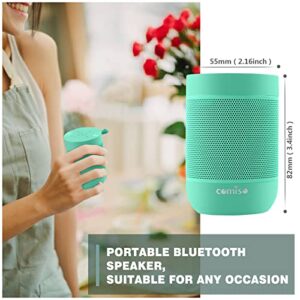 comiso Portable Bluetooth Speaker, Waterproof Small Wireless Shower Speaker IPX5, 360 HD Loud Sound, Stereo Pairing, 12H Playtime, Mini Pocket Size Built in Mic Support TF Card for Travel Outdoors