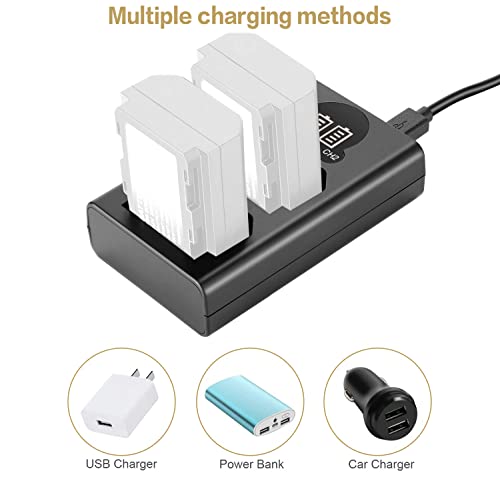 FB Dual Charger for Sony NP-FZ100 Battery, Compatible with Sony A7III, A7SIII, A7R4, A9, A9S Cameras, Designed with LCD Display, Support Type-C and Micro USB, Sony a7iii Battery Charger