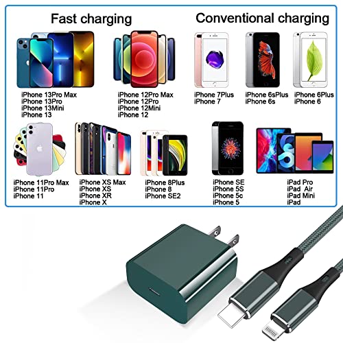 [Apple MFi Certified] iPhone 13 12 11 Charger,2-Pack 20W PD USB C Wall Charger with 10FT Type C to Lightning Cable,iPhone Charger Fast Charging Compatible with iPhone 13 12 11 Pro Max iPad/Airpods