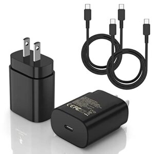 type c charger – 25w wall charger super fast charging & 10ft usbc to usb-c cable cord for samsung galaxy s23 s22 s21 s20 s10 (ultra plus fe) ipad pro air 12.9 11, 2 pack power adapter block brick cube