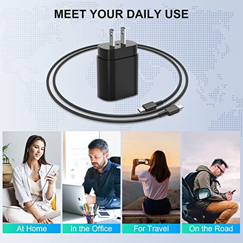 Type C Charger - 25W Wall charger Super Fast Charging & 10ft USBC to USB-C Cable Cord for Samsung Galaxy S23 S22 S21 S20 S10 (Ultra Plus FE) iPad Pro Air 12.9 11, 2 Pack Power Adapter Block Brick Cube