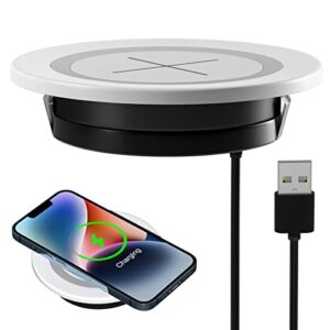 desk wireless charger, jewaytec 15w max charging station, desktop grommet power fast charging pad compatible with iphone 14 13/13 pro/13 mini/13 pro max/12/se 2020/11/x/8, galaxy s22/s22 ultra etc