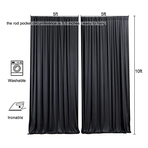 10ft x 10ft Black Backdrop Curtain for Parties Black Wrinkle Free Backdrop Drapes Panels for Birthday Party Wedding Photo Photography Polyester Fabric Background Decoration