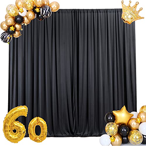 10ft x 10ft Black Backdrop Curtain for Parties Black Wrinkle Free Backdrop Drapes Panels for Birthday Party Wedding Photo Photography Polyester Fabric Background Decoration