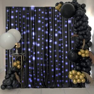 10ft x 10ft Black Backdrop Curtain for Parties Black Wrinkle Free Backdrop Drapes Panels for Birthday Party Wedding Photo Photography Polyester Fabric Background Decoration