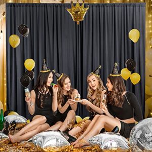 10ft x 10ft Black Backdrop Curtain for Parties Black Wrinkle Free Backdrop Drapes Panels for Birthday Party Wedding Photo Photography Polyester Fabric Background Decoration