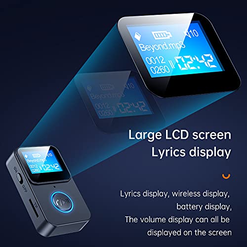 Mp3 Player with Bluetooth 5.0, Music Player Support 32G TF Card, Bluetooth Transmitter for Headphones LCD Large Screen Lyrics Display, One-Key Bluetooth Call, Full-Body Photos, 35mm Audio Cable