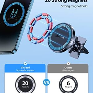 VICSEED for MagSafe Car Mount [2023 Upgraded 20 Strongest Magnet] Magnetic Phone Holder for Car Vent 360 Adjustable Magnetic Phone Mount for Car Fit for iPhone 14 13 12 Pro Max Plus Mini MagSafe Case