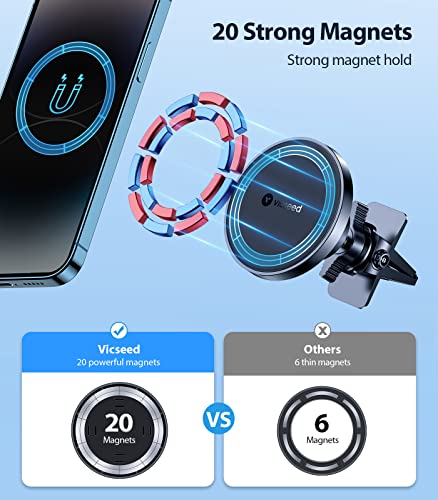 VICSEED for MagSafe Car Mount [2023 Upgraded 20 Strongest Magnet] Magnetic Phone Holder for Car Vent 360 Adjustable Magnetic Phone Mount for Car Fit for iPhone 14 13 12 Pro Max Plus Mini MagSafe Case