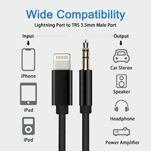 Aux Cord for iPhone, [Apple MFi Certified] Lightning to 3.5mm Audio Cable for Car, Headphone Jack Adapter Compatible with iPhone 12/11/XS/XR/X/8/7/6/iPad to Car/Home Stereo/Headphone/Speaker (3.3ft)
