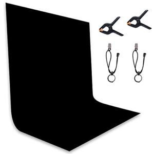 TRLYC Black Background Backdrop - 10x10.5FT Backdrop Background for Photography Black Photo Booth Backdrop for Photoshoot Photography Background Screen Video Recording Curtain,4 x Backdrop Clips