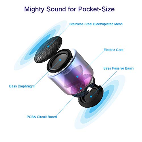 TWS Wireless Portable Mini Bluetooth Speakers with Big Sound, Wireless Stereo Pairing, Metal Enclosure, IP65 Splashproof, Minimalism Design, Nylon Lanyard for Echo Dot/Android/ipad/iPhone/Laptop