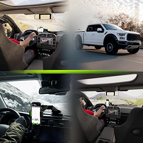 Truckules Truck Phone Holder Mount Heavy Duty Cell Phone Holder for Truck Dashboard Windshield 16.9 inch Long Arm, Super Suction Cup & Stable, Compatible with iPhone & Samsung, Green, Pickup Truck