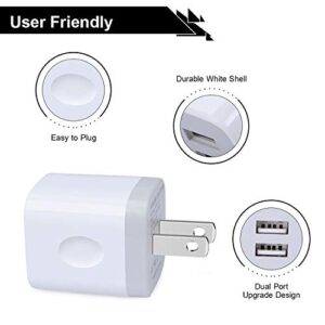 USB Wall Charger, Cube Charger 2 Port Charging Box 4Pack 2.1A/5V Home Travel Charger Plug USB Power Adapter Charging Station Base for iPhone 14 13 12 11 Pro Max XR XS X 8 7 6 Plus, iPad, iPod,Samsung