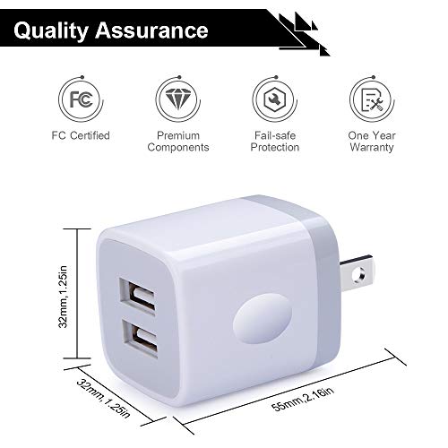 USB Wall Charger, Cube Charger 2 Port Charging Box 4Pack 2.1A/5V Home Travel Charger Plug USB Power Adapter Charging Station Base for iPhone 14 13 12 11 Pro Max XR XS X 8 7 6 Plus, iPad, iPod,Samsung