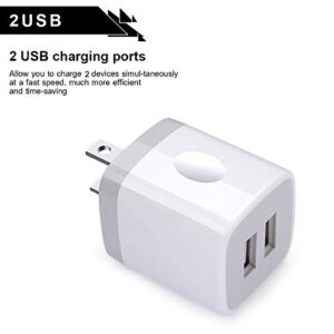 USB Wall Charger, Cube Charger 2 Port Charging Box 4Pack 2.1A/5V Home Travel Charger Plug USB Power Adapter Charging Station Base for iPhone 14 13 12 11 Pro Max XR XS X 8 7 6 Plus, iPad, iPod,Samsung