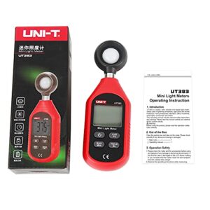 UNI-T UT383 Light Meter Lux Meter Lumens Digital Illuminance Meter 0~199,900 Lux (0~18,500 FC) Foot Candles Luxmeter for Film Photography Plants Photometer Lighting Intensity Brightness Measurement