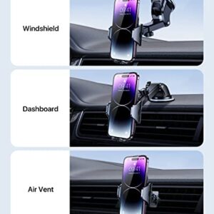andobil Phone Mount for Car (Bumpy Roads Friendly) Cell Phone Holder Car — Easy Clamp Hands-Free Universal — Fit for Dashboard-Windshield-Vent iPhone 14 13 12 Pro Max, Samsung Galaxy S23 All Phones