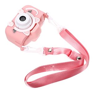 artibetter pink kids selfie camera 800w cartoon camera toy shockproof digital camera single- lens reflex camera toy christmas birthday gifts