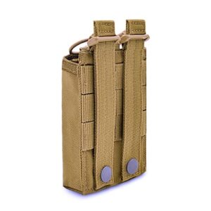 Molle Radio Pouch Radio Holster Tactical Radio Holder Duty Belt Accessories Military Heavy Duty Radio Bag for Two Ways Walkie Talkies Adjustable Storage with 1 Pack Patch (Tan)