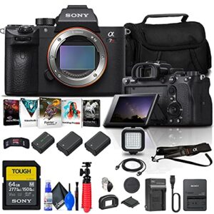sony alpha a7r iva mirrorless digital camera (body only) (ilce7rm4a/b) + 64gb memory card + corel photo software + case + 2 x np-fz100 compatible battery + charger + led light + more (renewed)