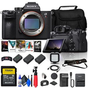 Sony Alpha a7R IVA Mirrorless Digital Camera (Body Only) (ILCE7RM4A/B) + 64GB Memory Card + Corel Photo Software + Case + 2 x NP-FZ100 Compatible Battery + Charger + LED Light + More (Renewed)