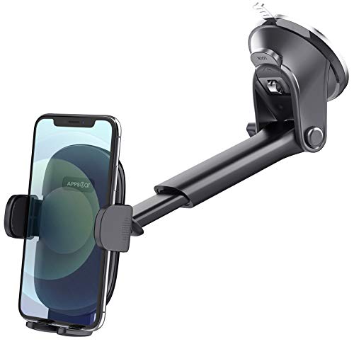 APPS2Car Suction Cup Car Phone Holder Mount, Dashboard/Windshield/Window Phone Holder for Car with Ultra Sticky Gel Pad, Compatible with iPhone, Samsung, All Cellphone, Thick Case & Big Phone Friendly