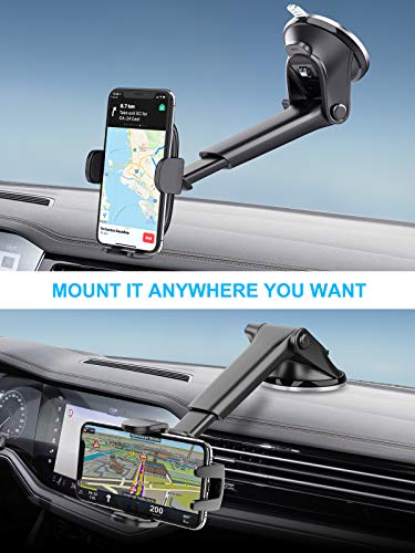 APPS2Car Suction Cup Car Phone Holder Mount, Dashboard/Windshield/Window Phone Holder for Car with Ultra Sticky Gel Pad, Compatible with iPhone, Samsung, All Cellphone, Thick Case & Big Phone Friendly