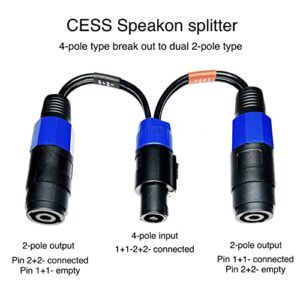 CNCESS CESS-203 Unbalanced 4-Pole Type Speakon Plug Break Out to Dual 2-Pole Type Female Speakon Jacks