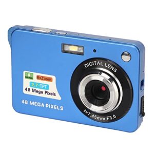 digital camera, 4k 48mp 2.7 inch lcd rechargeable compact camera for shooting (blue)